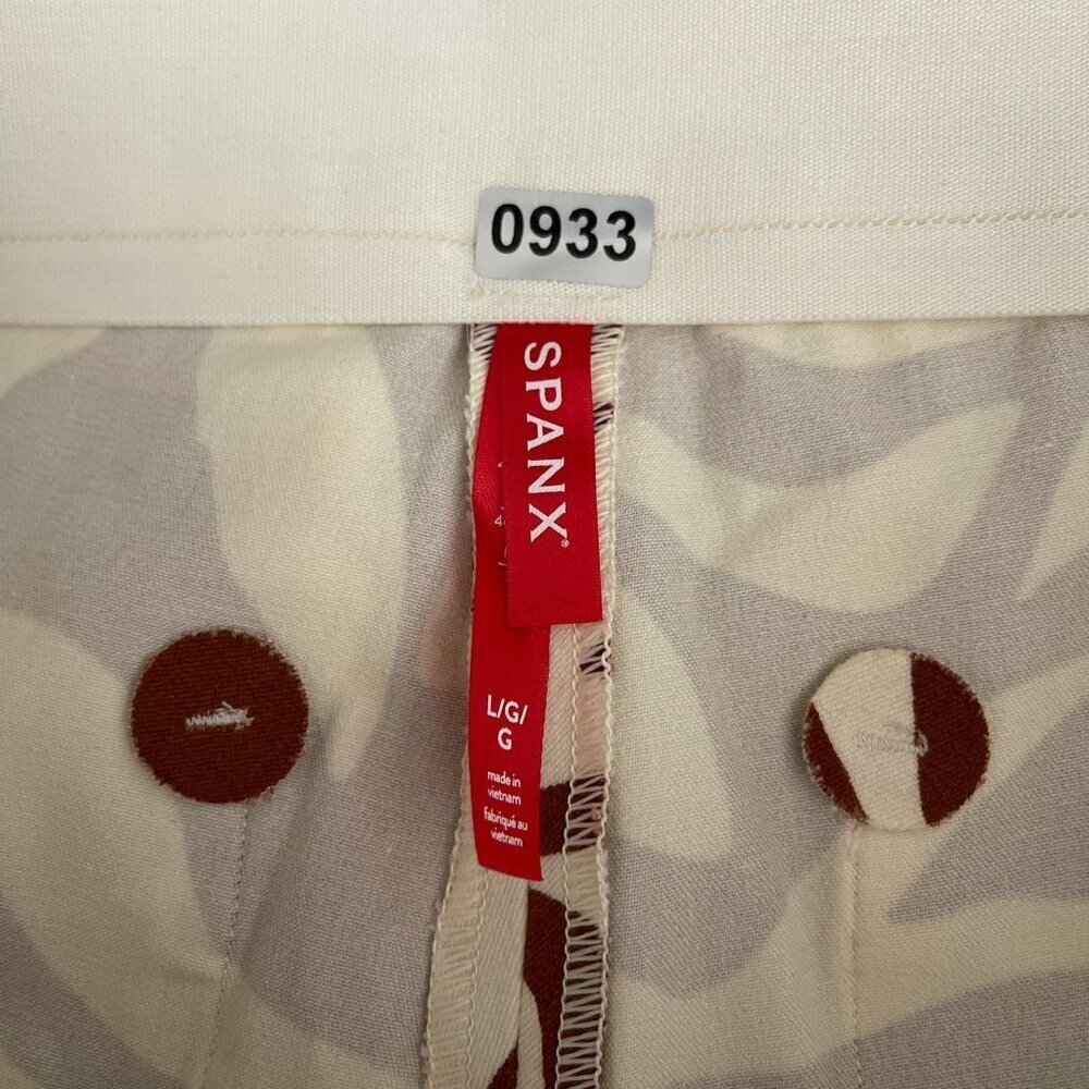 SPANX On-the-Go Ankle Slim Straight Pant Pull On Clay Zebra Stripe Brown Women L - Picture 8 of 16
